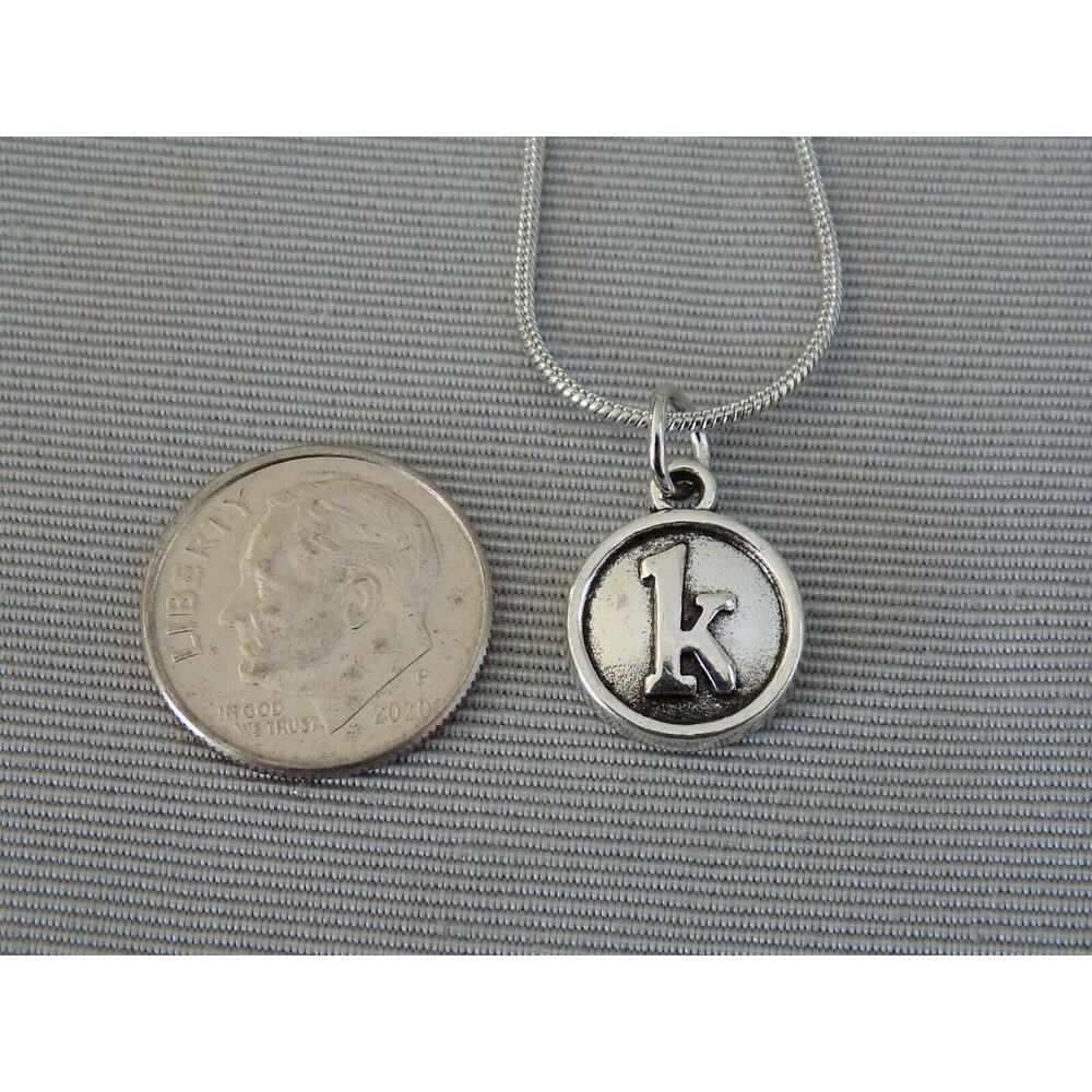 Initial K pendant on 18" Silver Plated Snake Chain Necklace NWOT